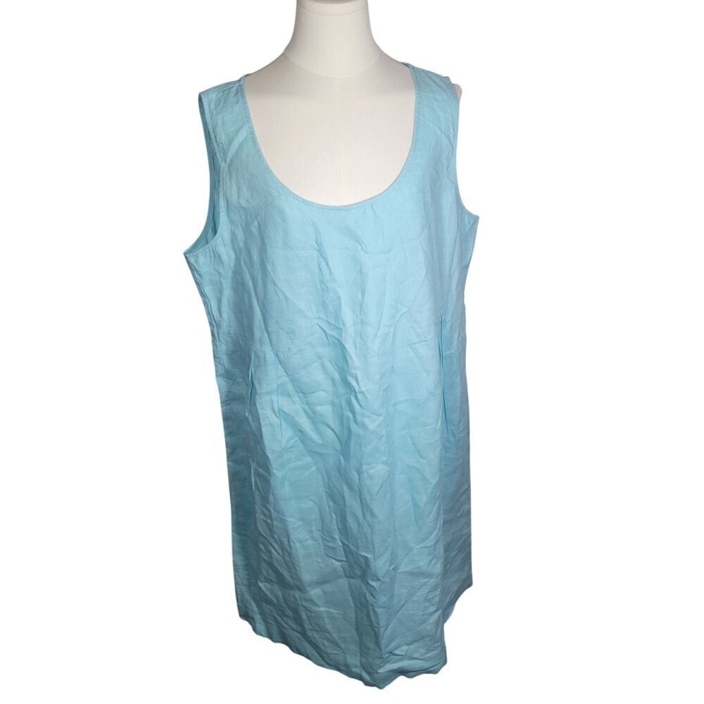 J. Jill Women Light Blue Sleeveless Lightweight Casual 100% Linen Dress Size L